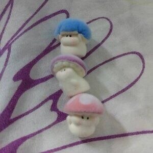 Set of 3 Mini Flocked Mushroom Figures